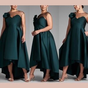 NWT $795 Sachin & Babi [ 16W ] Floral Sweetheart Blakely Gown Forest Green J2108